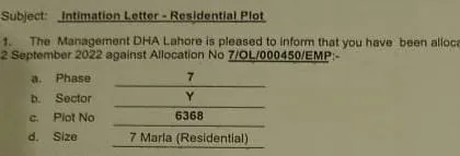 7 Marla Plot For Sale In DHA Lahore — 1